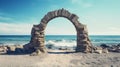 Arch of stones on the sea summer beach