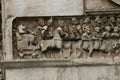 Arch of Titus,detail showing Roman leaders and their legion Royalty Free Stock Photo