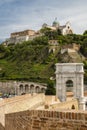 The Arch of Trajan and behind the Cathedral of St Cyriac, Ancona, Marche, Italy Royalty Free Stock Photo