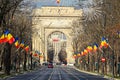 The Arch of Triumph Arcul de Triumf from Bucharest Romania, National day Royalty Free Stock Photo
