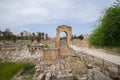 The arch of triumph and the Byzantine road. Roman remains in Tyre. Tyre is an ancient Phoenician city. Tyre, Lebanon Royalty Free Stock Photo