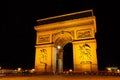 Arch of the Triumph in Champs Elysee, Paris, France captured at night lights Royalty Free Stock Photo