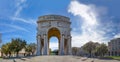 The arch of triumph, the victory arch of Victory Square, Piazza della Vittoria in city center of Genoa, Italy. Royalty Free Stock Photo