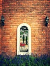 Arch window on brick wall Royalty Free Stock Photo