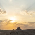 Archaeological complex of Great Egyptian Pyramids is located on the Giza plateau. second pyramid of Chephren khefren in the night Royalty Free Stock Photo