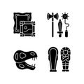 Archaeological excavation black glyph icons set on white space