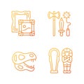 Archaeological excavation gradient linear vector icons set