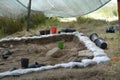 Archaeological excavation in Judaean Shefela area of Israel, Khirbet El-Rai Iron age site, excavation site during dig Royalty Free Stock Photo