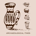 Archaeological finds. vases and pitchers