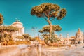 Archaeological and historical objects in Rome, united by the name - Roman Forum.Church Chiesa dei Santi Luca e Martina on street