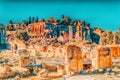 Archaeological and historical objects in Rome, united by the name - Roman Forum. View on Palatine Hill Royalty Free Stock Photo