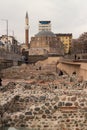 Archaeological museum of Serdica ruins and Banya Bashi Mosque in Sofia, Bulgaria Royalty Free Stock Photo