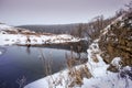 Palna River in the archaeological park `Argamach` near Yelets town in the winter, Russia