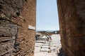 Archaeological ruin of ancient Roman city Pompeii, was destroyed by eruption of Vesuvius, volcano nearby city in Pompeii, Campania Royalty Free Stock Photo