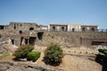 Archaeological ruin of ancient Roman city Pompeii, was destroyed by eruption of Vesuvius, volcano nearby city in Pompeii, Campania Royalty Free Stock Photo