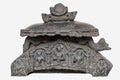 Archaeological sculpture of Niche top showing Buddha figure from eleventh century, Basalt, Bihar Royalty Free Stock Photo