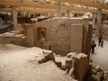 The archaeological site of Akrotiri with access for the public. Greek heritage. No one`s property. Santorini island, Greece. Royalty Free Stock Photo