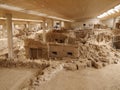 The archaeological site of Akrotiri with access for the public. Greek heritage. No one`s property. Santorini island, Greece. Royalty Free Stock Photo