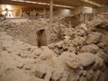 The archaeological site of Akrotiri with access for the public. Greek heritage. No one`s property. Santorini island, Greece. Royalty Free Stock Photo