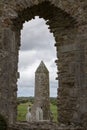 The monastery of Clonmacnoise ruin in Ireland