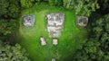 Archaeological Site Drone view: Uaxactun, ancient sacred Maya place and astronomical observatory
