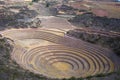 The archaeological site at Moray, travel destination in Cusco region and the Sacred Valley, Peru. Majestic concentric terraces, su Royalty Free Stock Photo