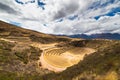 The archaeological site at Moray, travel destination in Cusco region and the Sacred Valley, Peru. Majestic concentric terraces, su Royalty Free Stock Photo