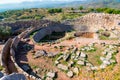 The archaeological site of Mycenae near the village of Mykines, with ancient tombs, giant walls and the famous lions gate. Royalty Free Stock Photo