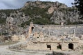Archaeological site of Myra in Turkey plundered ancient lycian tombs and ruins of roman theatre Royalty Free Stock Photo