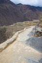 The archaeological site at Ollantaytambo, Inca city of Sacred Valley, major travel destination in Cusco region, Peru. Royalty Free Stock Photo