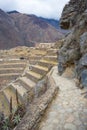 The archaeological site at Ollantaytambo, Inca city of Sacred Valley, major travel destination in Cusco region, Peru. Royalty Free Stock Photo