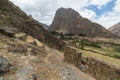 The archaeological site at Ollantaytambo, Inca city of Sacred Valley, major travel destination in Cusco region, Peru. Royalty Free Stock Photo