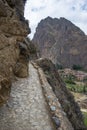 The archaeological site at Ollantaytambo, Inca city of Sacred Valley, major travel destination in Cusco region, Peru. Royalty Free Stock Photo