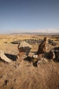 An archaeological site with prehistoric megalithes in Armenia,also known as the"Armenian Stonehenge" Royalty Free Stock Photo