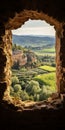 Captivating Window View Of Spanish Countryside With Italian Landscape Vibes