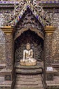 Archaeological wooden Buddhist shrine set with colored glasses 1895 - 1900 C.E. Myanmar. Royalty Free Stock Photo