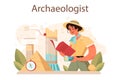 Archaeologist concept. Ancient history scientist or paleontologist