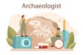 Archaeologist concept. Ancient history scientist or paleontologist