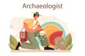 Archaeologist concept. Ancient history scientist or paleontologist
