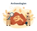 Archaeologist concept. Ancient history scientist, paleontologist. Knowledge