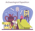 Archaeologist concept. Ancient history scientist, paleontologist. Knowledge