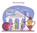 Archaeologist concept. Ancient history scientist, paleontologist. Knowledge