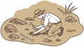Archaeologist Digging for Artifacts, Historical Research Exploration vector design Generative AI Royalty Free Stock Photo