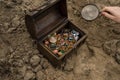 Archaeologist excavates and searches for treasure