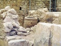Archaeologist excavating on ancient ruins of Knossos palace, Gre Royalty Free Stock Photo