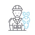 archaeologist line icon, outline symbol, vector illustration, concept sign Royalty Free Stock Photo