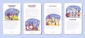 Archaeologist mobile application banner set. Ancient history scientist