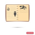 Archaeologist notebook color flat icon