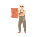 Archaeologist scientist male character, flat vector illustration isolated.