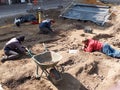 Archaeologists dig up human bones